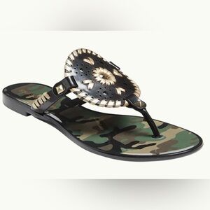 Jack Rogers Black and Camouflage Women's Sandals 8M